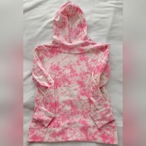 NWT Girl's Cat and Jack Lightweight Pink and White "Tie Dye" Hoodie Sz Medium